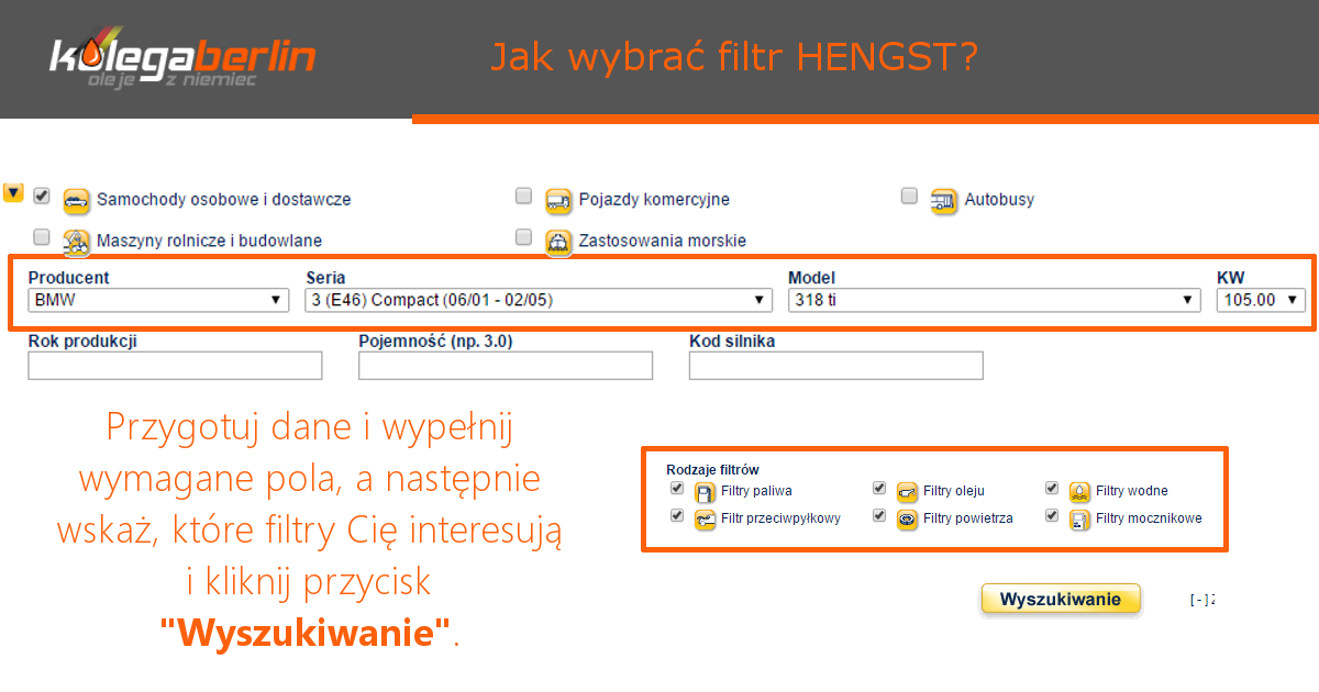 Jak wyszukać filtr Hengst