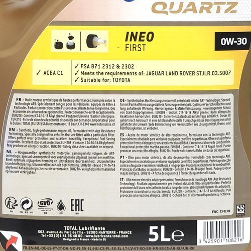 Total Quartz Ineo First 0W30 5L syntetyczny olej silnikowy